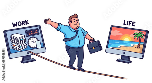 Man balancing work and personal life.