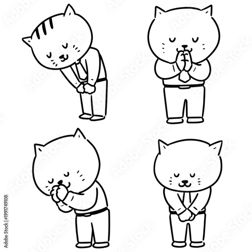 vector set of cat feeling thankful