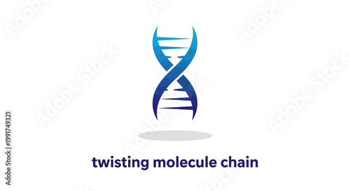 Abstract illustration of a double helix DNA molecule in blue color.