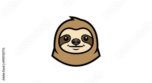 Cartoon sloth head smiling isolated on white background vector illustration