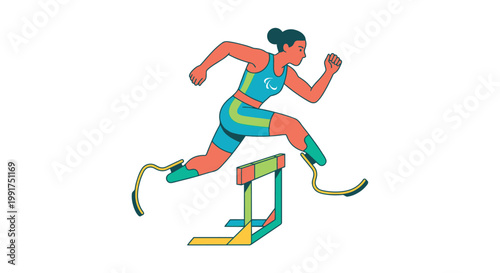 Paralympic athlete leaping over hurdle a symbol of determination and resilience