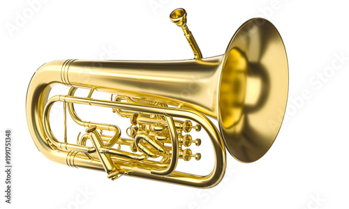 Photos Golden euphonium brass wind instrument 3d isolated