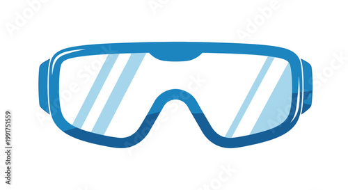 Cartoon blue safety goggles for eye protection.