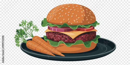 Vegan Burger Carrots Healthy Food Concept