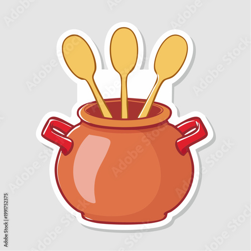Terracotta Pot with Wooden Spoons