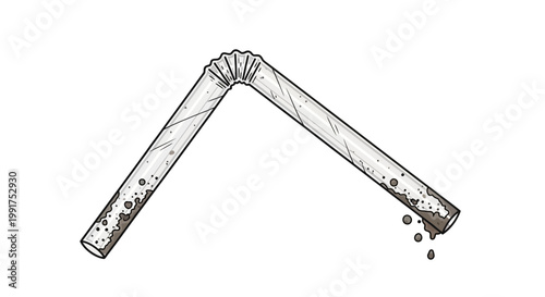 Bent Plastic Straw With Dirty Liquid Dripping