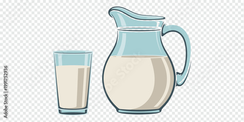 Milk Pitcher and Glass Dairy Fresh Concept