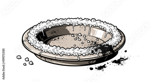 Empty pie dish with salt and burnt residue