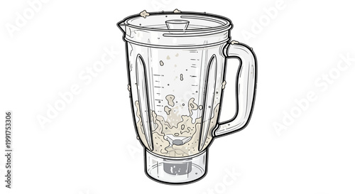 Hand-drawn illustration of a blender with ingredients for smoothie