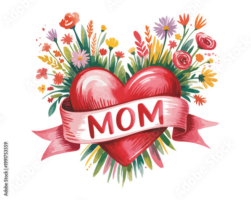 watercolor happy mother's day illustration isolated on white background