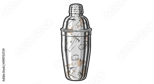Vintage Cocktail Shaker - Barware Illustration