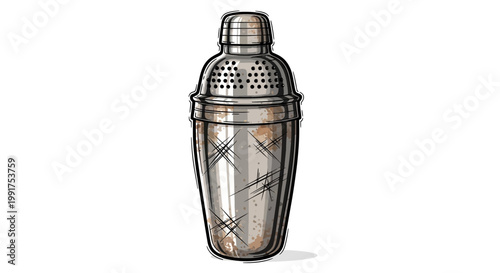Vintage Cocktail Shaker Illustration