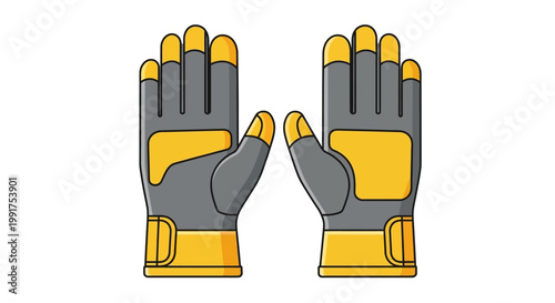 Pair of protective work gloves with yellow and grey details.