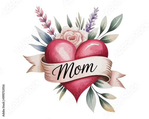 watercolor happy mother's day illustration isolated on white background