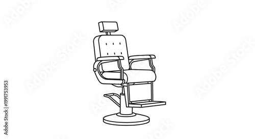 Vintage Barber Chair - Line Art