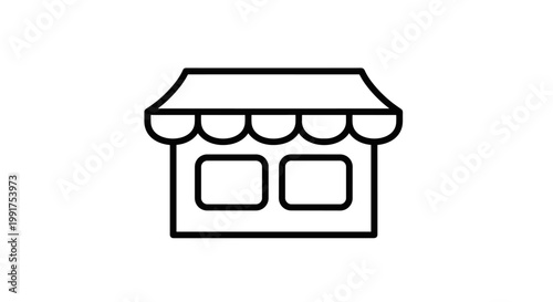 Photos Simple Line Art Icon Of A Storefront With Awning