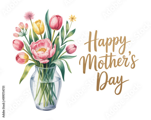 watercolor happy mother's day illustration isolated on white background