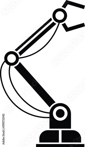 Robotic Arm Silhouette Isolated on White Background