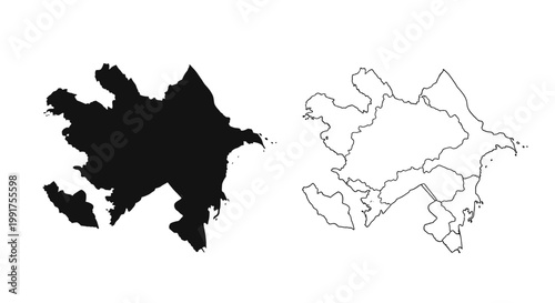 Azerbaijan Map Silhouette and Outline Vector Illustration