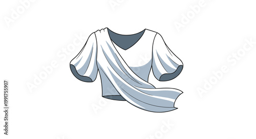 Simple Line Drawing Of A White Tunic With A Drape