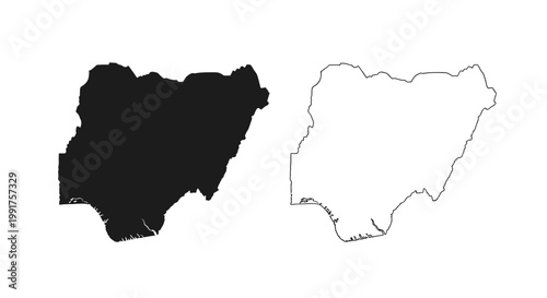 Nigeria Map Silhouette and Outline Vector Illustration