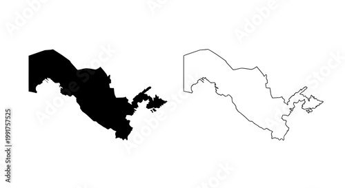Uzbekistan Map Silhouette and Outline Vector Illustration