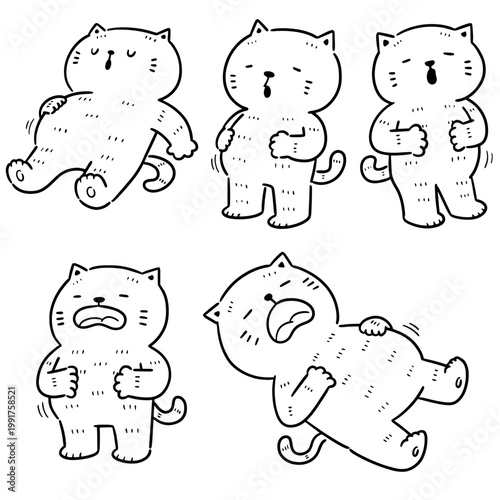 vector set of cat full stomach