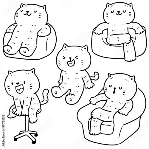 vector set of cat sitting