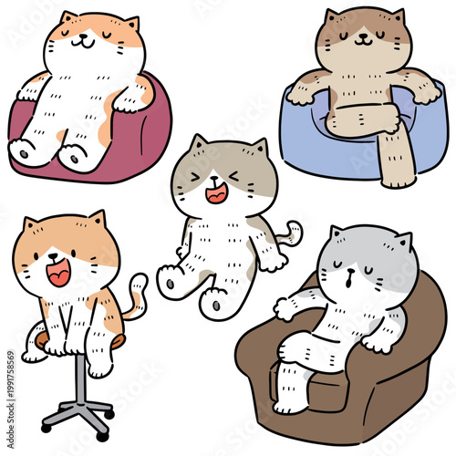 vector set of cat sitting