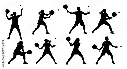 Silhouette Racquetball Action Sequence in Minimalist Vector Art