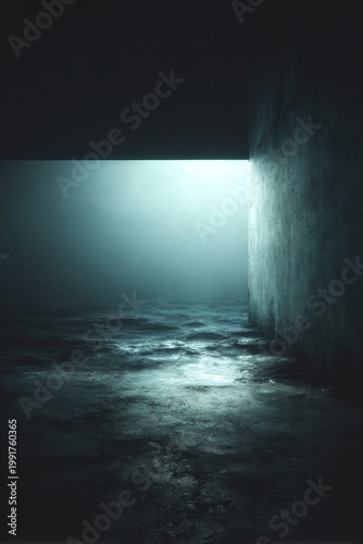 Concrete tunnel opening to turquoise ocean waves