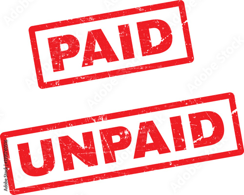 Paid and unpaid stamps on a white background