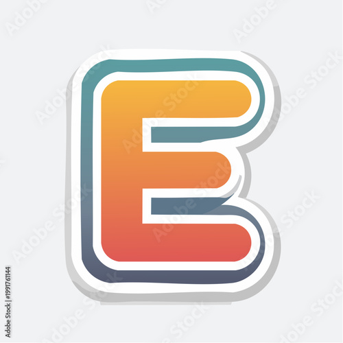 Free Download Letter E Sticker with Gradient - GFXLoad