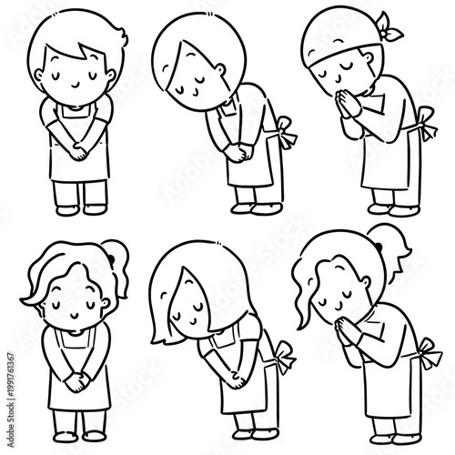 vector set of people thankful pose