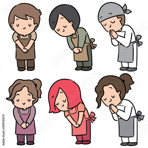 vector set of people thankful pose