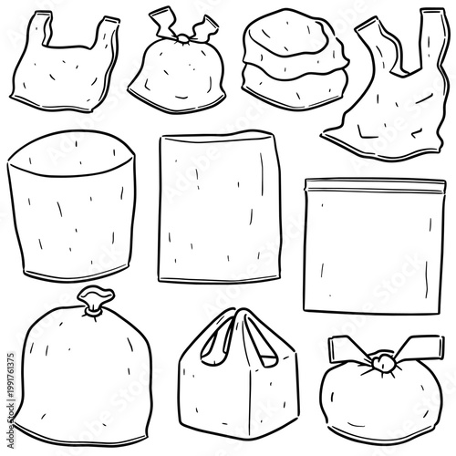vector set of garbage bag