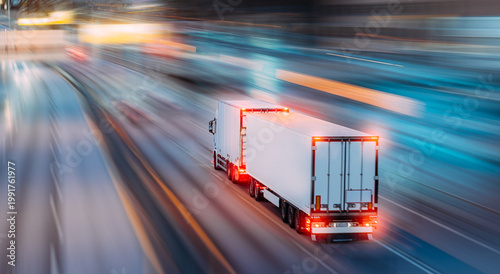 Photography Lorry in motion on motorway in Oslo Norway