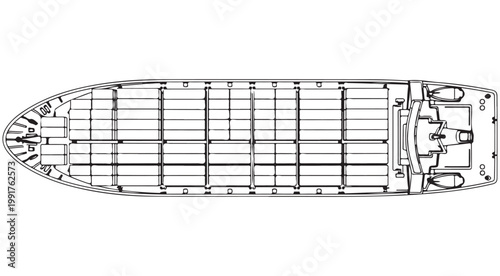 Top view vector illustration of a cargo container ship for logistics and global trade supply chain concepts