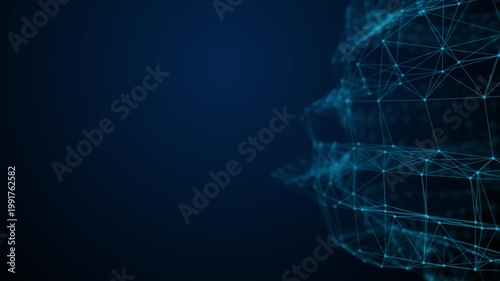 Abstract 4K Plexus animation showing connected dots and lines for network communication and digital data flow.
