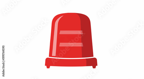 A red, rotating beacon light with horizontal stripes on its surface