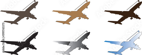 Set of four distinct airplane 
