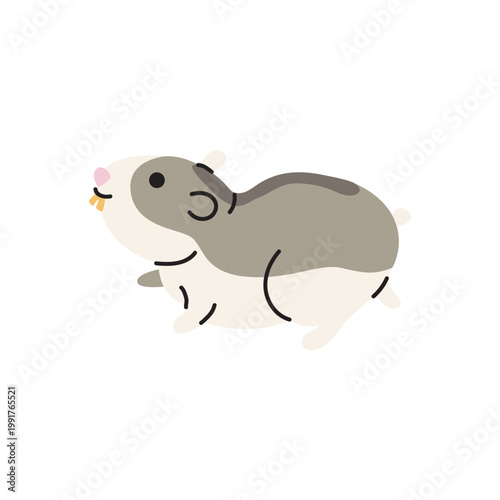 Adorable cute hamster in cartoon doodle style isolated on white background. Little domestic pet vector illustration