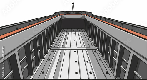 A graphic depiction of a ship's cargo bay with a white background