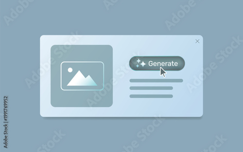 AI Generate image concept, Generate with AI button. Artificial intelligence and Machine learning technology concept