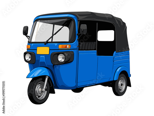 Blue Auto Rickshaw Tuk Tuk Cartoon
