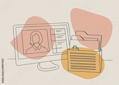 Digital Workspace with Files and Monitor