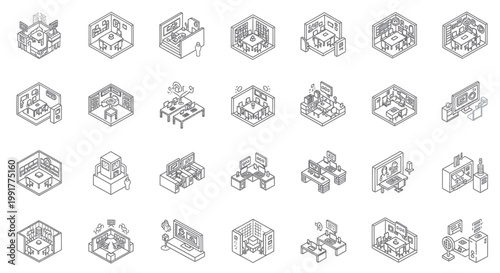 Industrial icons, factory symbols, machinery graphics, industrial signs, 25 mechanical emblems