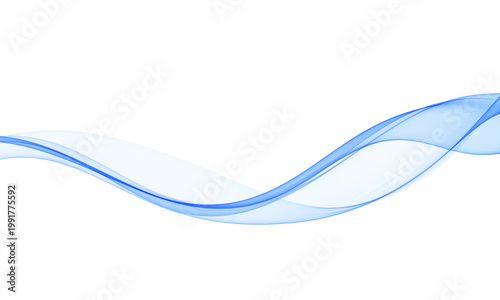 Abstract blue transparent vector wave on light background