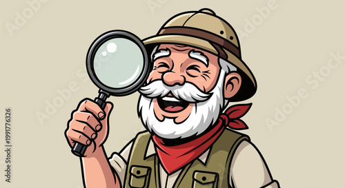 Joyful Explorer with Magnifying Glass Discovering Something Amazing.