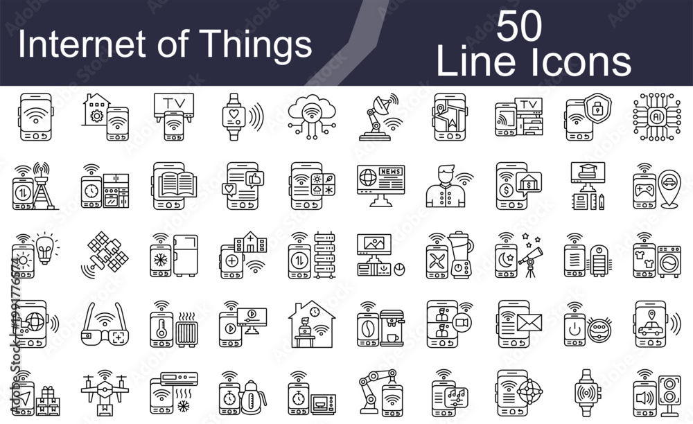 Fototapeta premium Internet of Things Line Icons Set